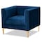 Baxton Studio Seraphin Navy Blue Velvet Upholstered Gold Finished Armchair 157-9794 - alternate 1